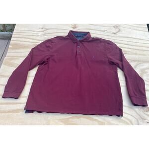Joules 1/4 Button Down Long Sleeve Polo Shirt‎ Burgundy Sz. L